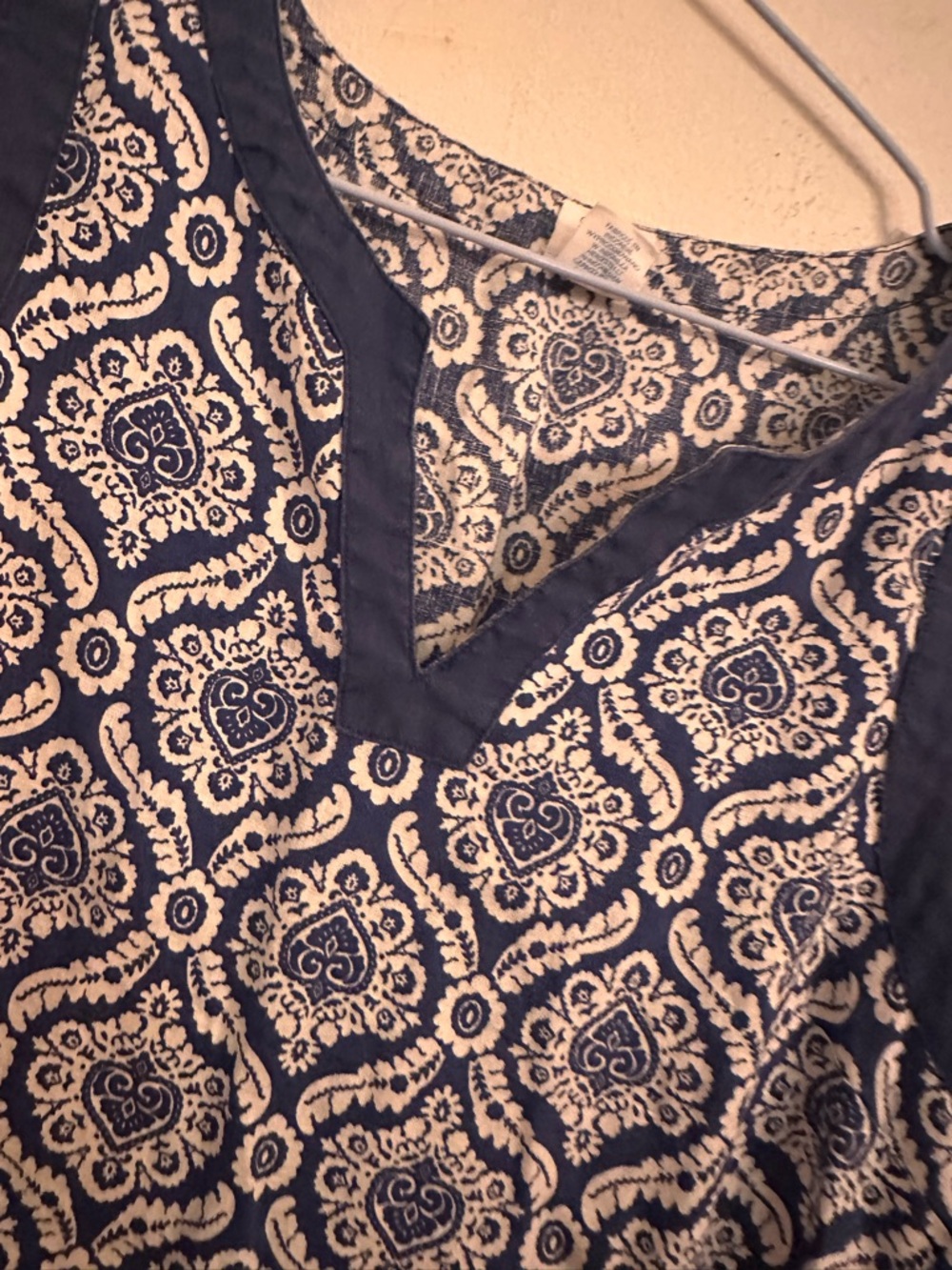 100% Linen Shift Dress Blue White Coastal Nautical Resort Beach L Sigrid Olsen - Picture 4 of 8